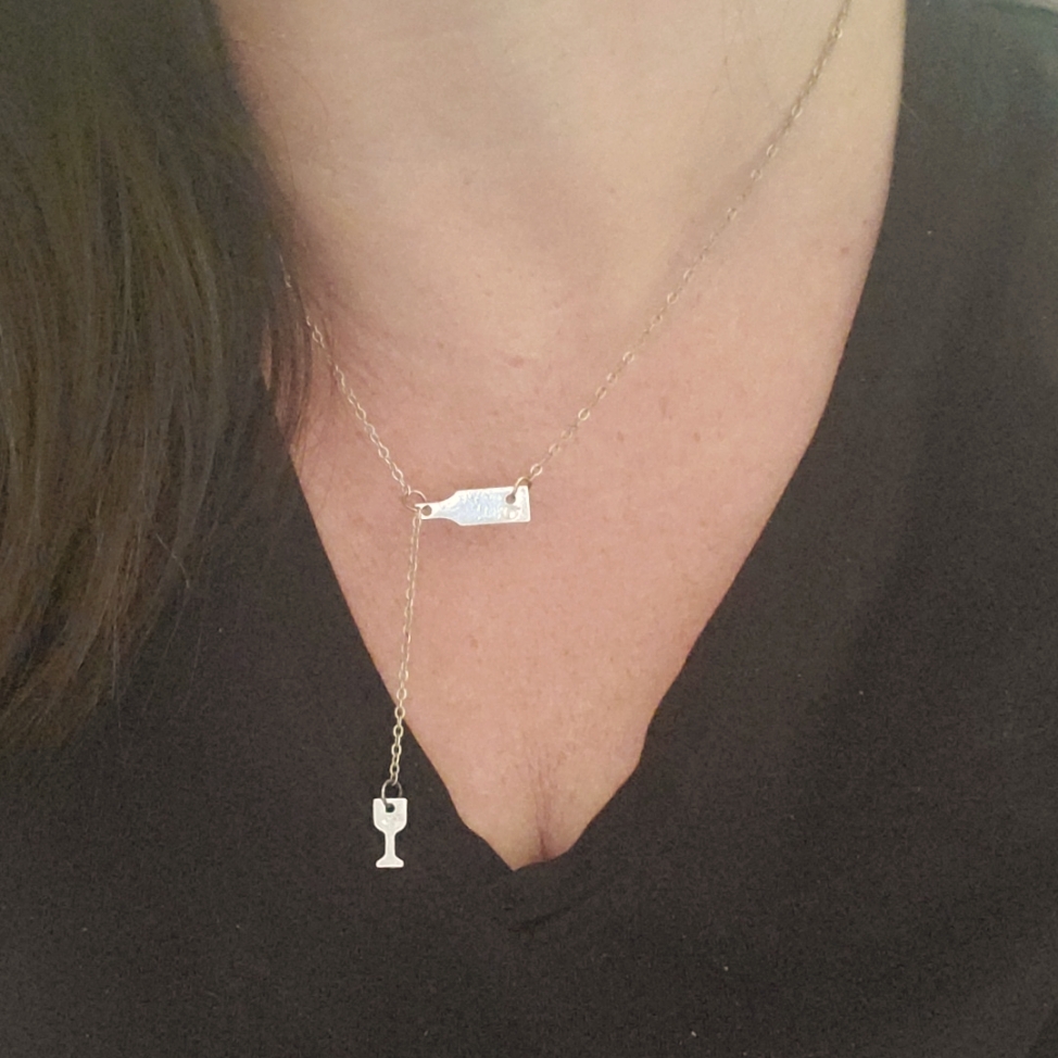 Wine Bottle & Glass Necklace